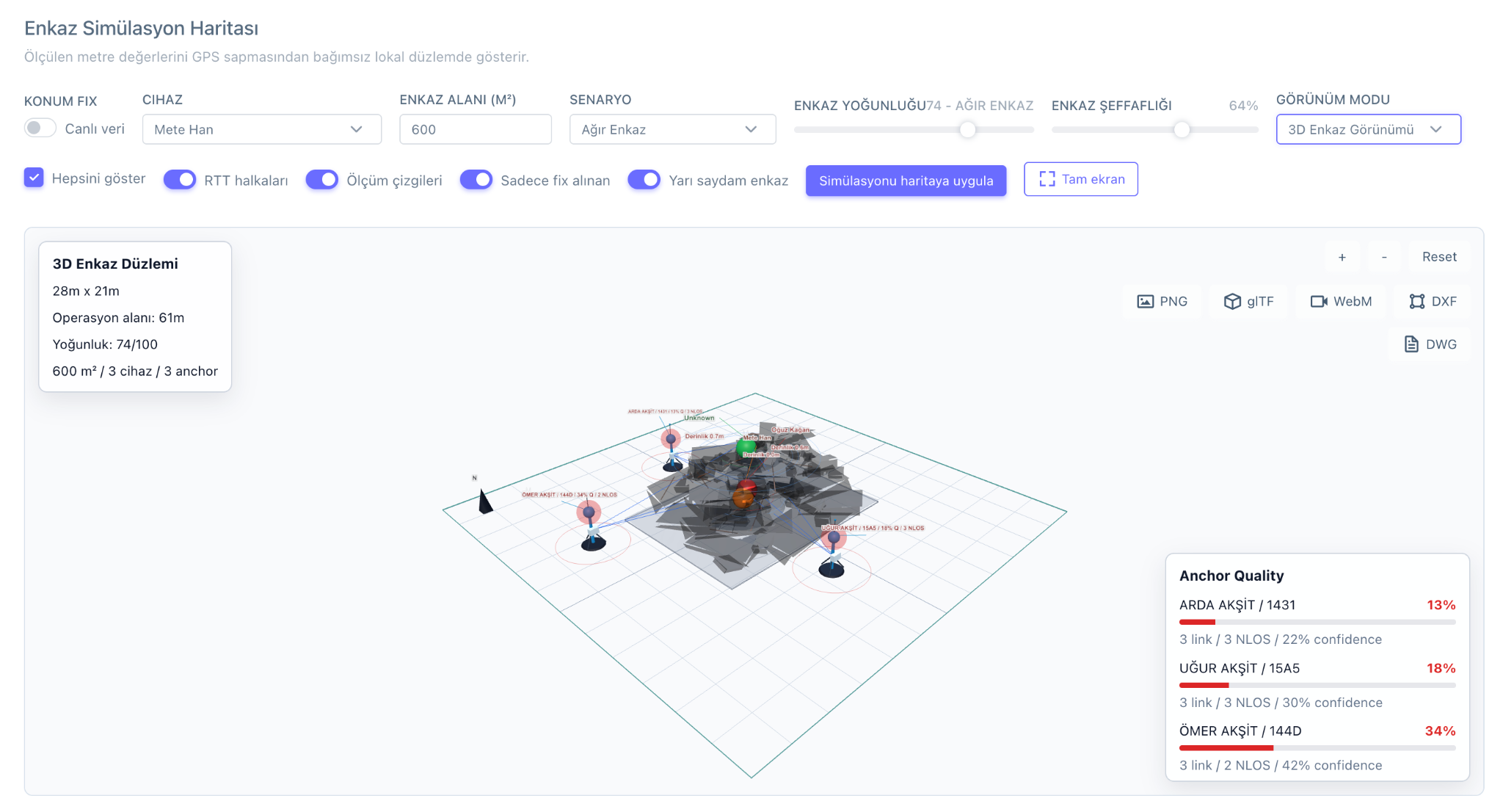 3D rubble simulation view