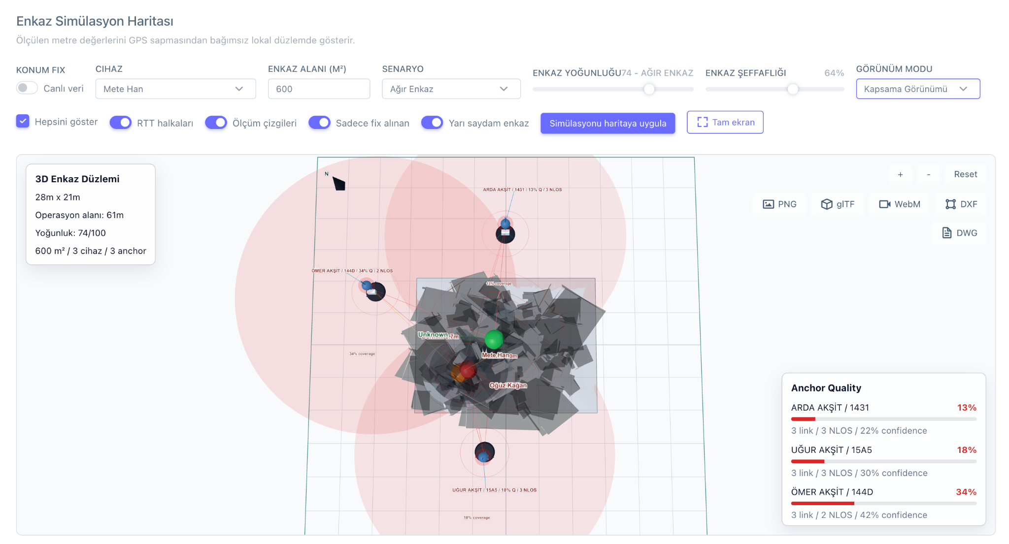 Rubble simulation map coverage view